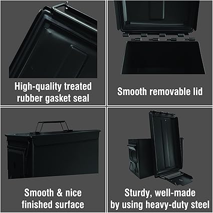 HOMESTEAD 50 Cal Metal Ammo Can - New Steel M2A1 Military Ammo Box, Airtight and Water-Resistant Ammo Box for Storage