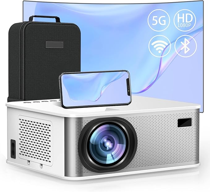 Projector, Native 1080P Full HD Bluetooth Projector with Speaker, 1500 Lumens Outdoor Portable Movie Mini Projector Compatible with Compatible WTV Stick,IOS,Android,PC,Laptop