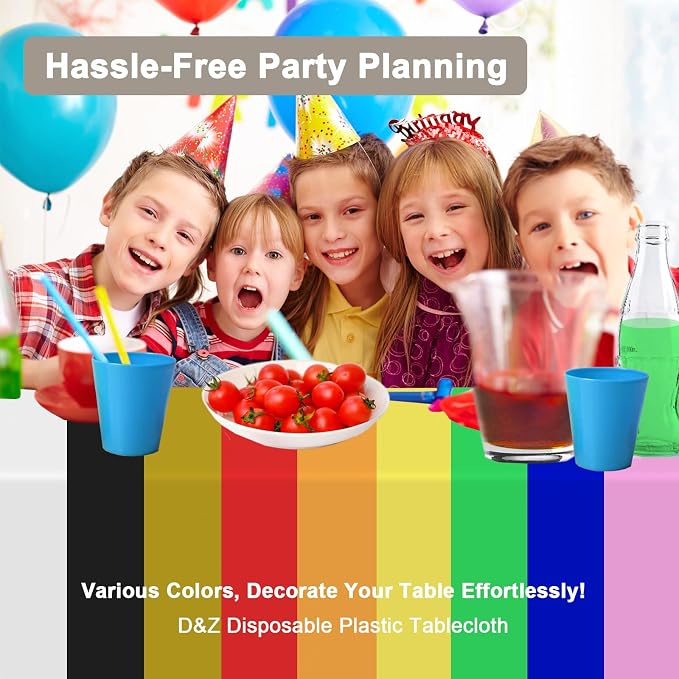 D&Z Plastic Table Cloth Disposable, 6 Pack Green Round Tablecloth Individually Wrapped for Indoor&Outdoor, 84 Inch Table Cover for Party, Picnic, Birthday, Wedding & Dinner