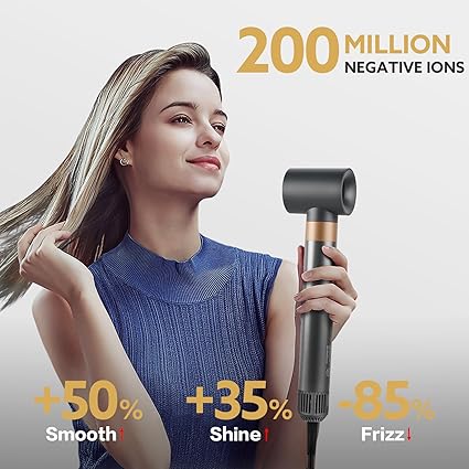 Hair Dryer Brush, webeauty 5 in 1 One Step Professional Hot Air Brush Set for Fast Drying, Curling Drying, Straightening Combing, Hair Styler Ceramic Coating Negative Ion 110000 RPM (GreyGold)