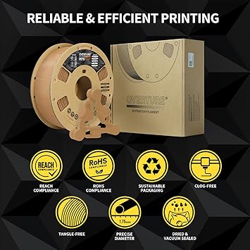 OVERTURE PETG Filament 1.75mm, 3D Printer Filament, 1kg Filament (2.2lbs), Dimensional Accuracy Probability - 0.02 mm, Fit Most FDM Printers (Brown)
