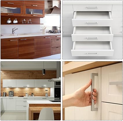 uxcell 5 Pack Square Bar Drawer Handles, 4 Inch Hole Center Modern Drawer Pulls Kitchen Cabinets Pull Stainless Steel Slim Cupboard Pulls, Matte Black