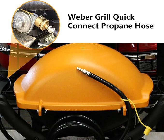 GasSaf 6FT Quick Connect Propane Hose for RV to Grill, 14" Quick Disconnect Lp Gas Line Connects 1 lb Portable Appliance to RV
