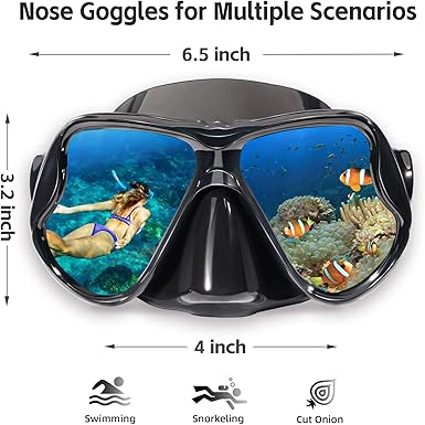 Freela Swim Goggles with Nose Cover Adult Swimming Goggles 180Clear View Snorkeling Diving Mask for Pool Beach