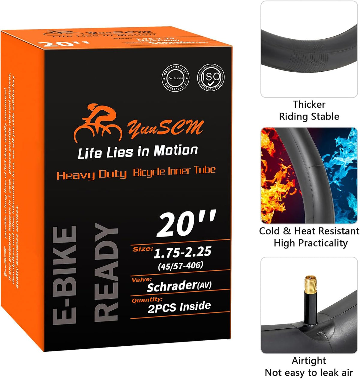 1-PCS 20" Heavy Duty Bike Tubes 20x1.75/1.95/2.125/2.25 AV Schrader Valve (45/57-406) 20" Bicycle Tube Compatible with 20 x 1.75 20x1.95 20x2.0 20x2.10 20x2.125 20x2.20 20x2.25 Tire Tubes (Single tire only)