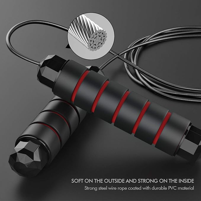 Jump Rope, Tangle-Free Rapid Speed Jumping Rope Cable with Ball Bearings for Women, Men, and Kids, Adjustable Steel Jump Rope Workout with Foam Handles for Fitness, Home Exercise Slim Body