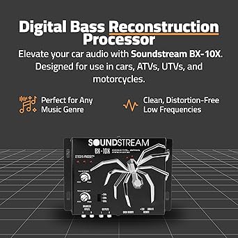 Soundstream BX-10X Bass Restoration Processor with Parametric Bass Equalizer, Digital Bass Processor for Car Audio, Balanced Inputs and Dash Mount Remote Control - Black
