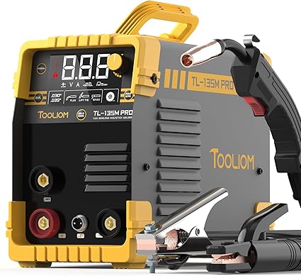 TOOLIOM 135A MIG Welder Flux Core 110V MIG Welder Gasless Flux MIGLift TIGStick 3 in 1 Welding Machine IGBT DC Inverter with LCD Display