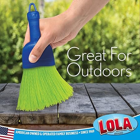 Lola Products Whisk Broom, Hand Brush, Durable Bristles, Whisks Away Dirt Debris, Compact, Hang Hole for Easy Storage, IndoorOutdoor, 1 Pack