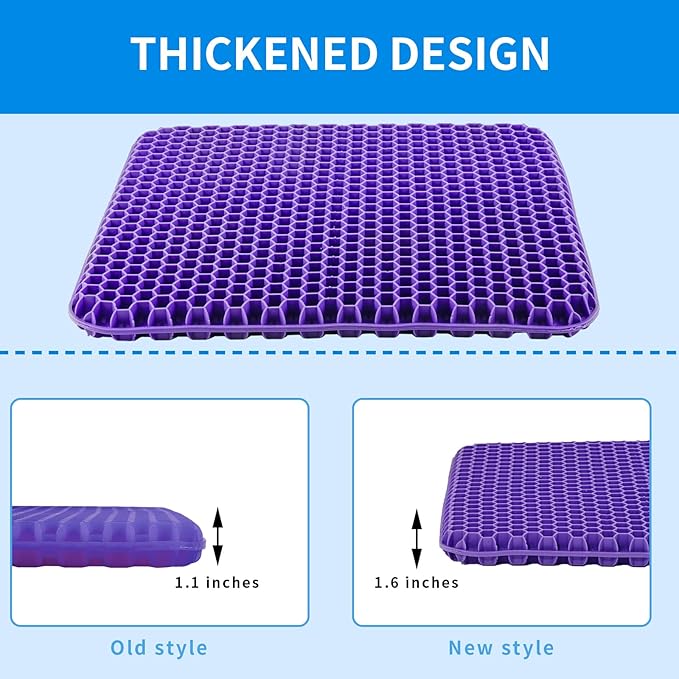 Ergonomic Gel Seat Cushion for Long Sitting, Tailbone and Coccyx Pain Relief, Office Chair Comfort, Wheelchair Pad, Chair Cushion for Back Support, Comfort Wheelchair Seat Cushions (Light Purple)
