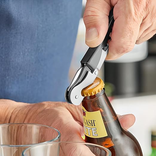 OCS Parts Professional Series Waiters Corkscrews | Black | Stainless Steel Corkscrew Wine Key Opener with Foil Cover for Homes, Parties, Bartenders, Waiters and Waitresses, Restaurants and Wineries