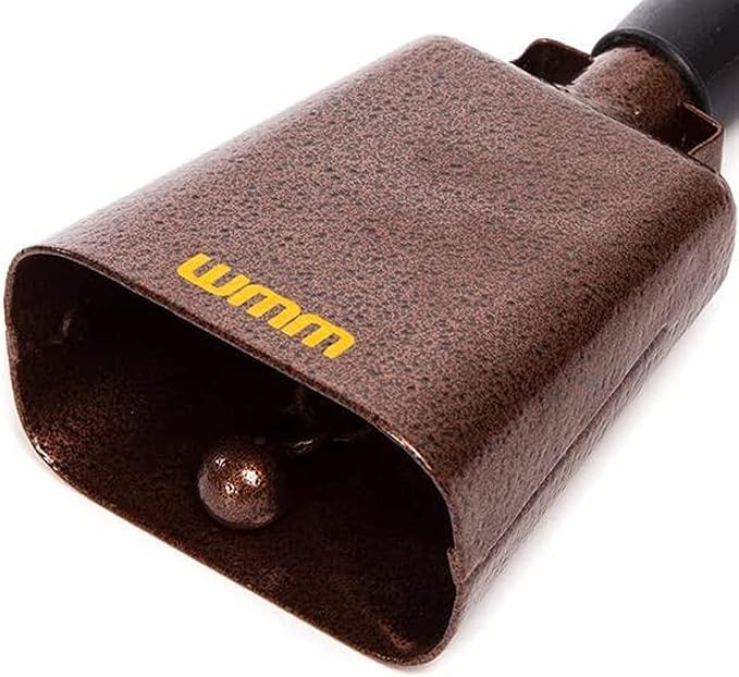 10 Inch Steel Cowbell with Handle Cheering Bell for Sports Events, Large Solid School Bells, Chimes Percussion Musical Instruments Call Bell Alarm (Copper,2 Pack)