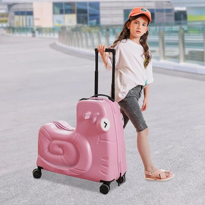 CNCEST 20" Kid's Ride-on Travel Suitcase,Rolling Luggage with Wheels Carry Trolley Luggage with Password Lock,Children's Ride On Trolley Luggage for Children's Day Gift,Festival Gift