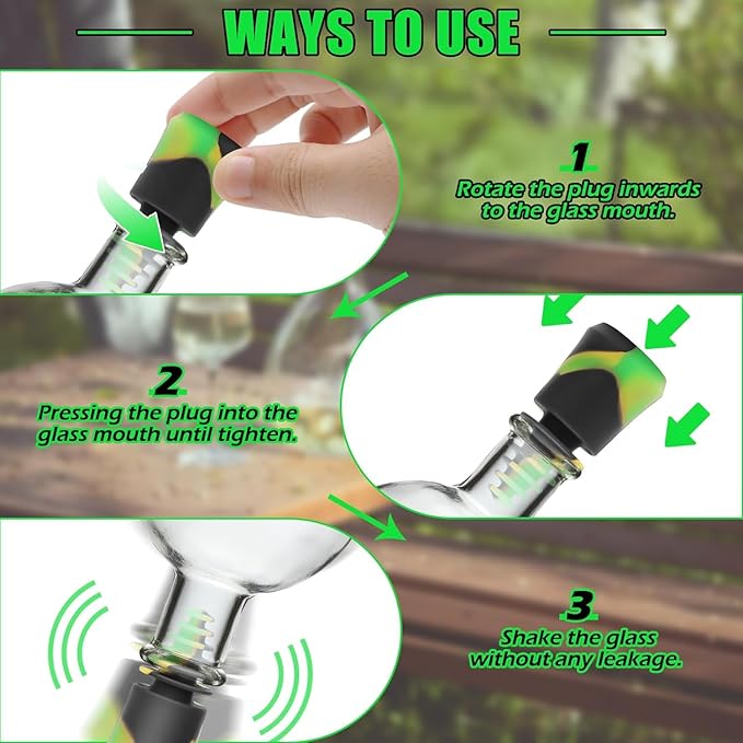 Green Piece three Silicone Green Cleaning plugs stoppers Preserver Cap Airtight Bottle Plug Odor Proofing Glass, Plastic and Silicon Pieces