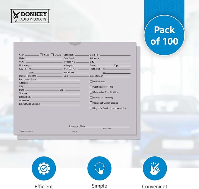 Printed Vehicle Deal Envelopes 9x12 Deal Jackets (100 shrink wrapped) (Gray)