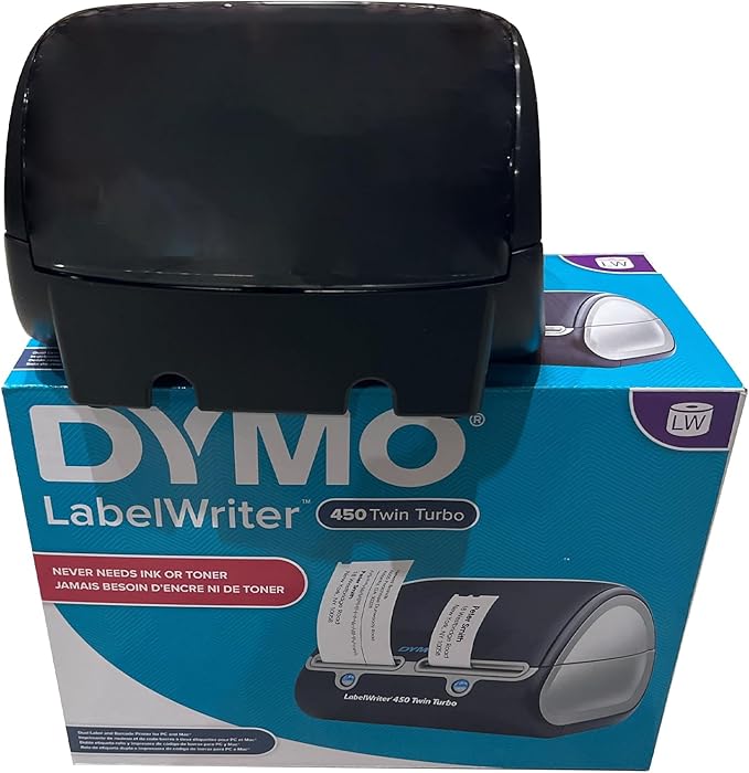 DYMO LabelWriter 450 Twin Turbo Direct Thermal Label Printer, USB Connectivity Monochrome Barcode Label Maker - Print up to 71 Labels Per Minute, 300 x 600 dpi, 2.20" Maximum Print Width