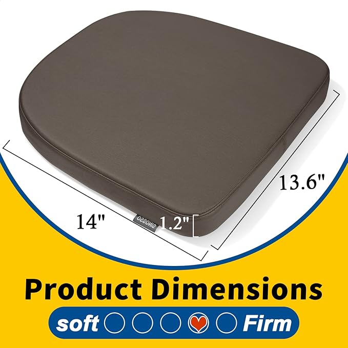 SINOSSO Modern Faux Leather 14" Metal Chair Cushions Set of 4, Leathaire Magnetic Chair Pads for Dining Kitchen Cafe Bistro Stackable Chairs (U-Shape, Brown, 4)
