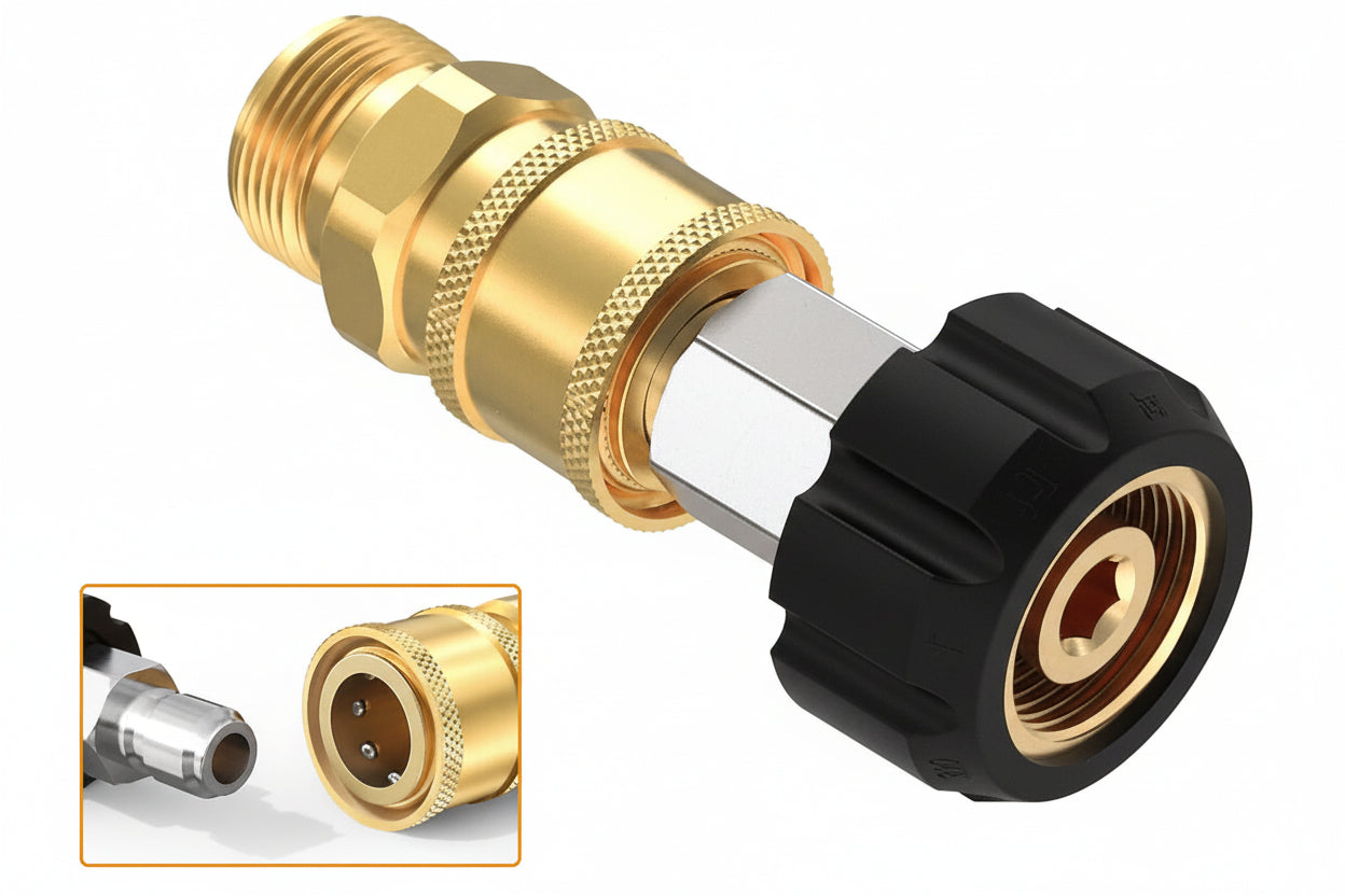 Pressure Washer Quick Connect Fittings Kit – M22 14mm to 3/8-Inch, 4 Pieces
