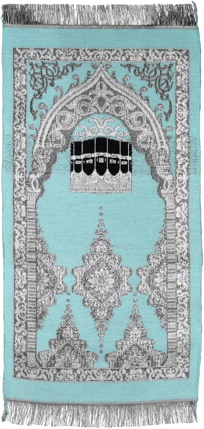 Light Blue Prayer Rug Muslim Carpet Mat Islamic Childrens Salat Small Kids Janamaz Sajda Rugs Sajadah Namaz Sajjadah Child Toddler Mosque Mini Praying Gebetsteppich Musallah Salah Masged Ramadan