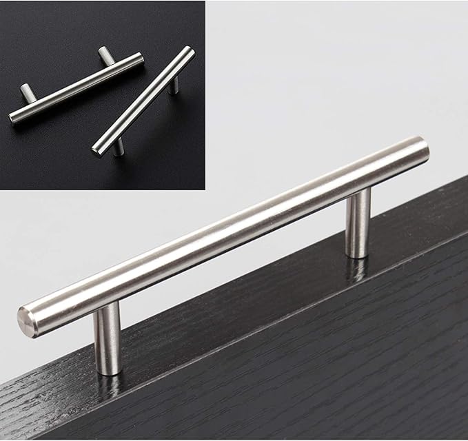 Gobrico 6 Pack T bar Kitchen Cabinet Drawer Handles and Pulls in Brushed Nickel Stainless Steel Dresser Kitchen Knobs Hole Centers 3Inch76mm Total Length 5Inch128mm