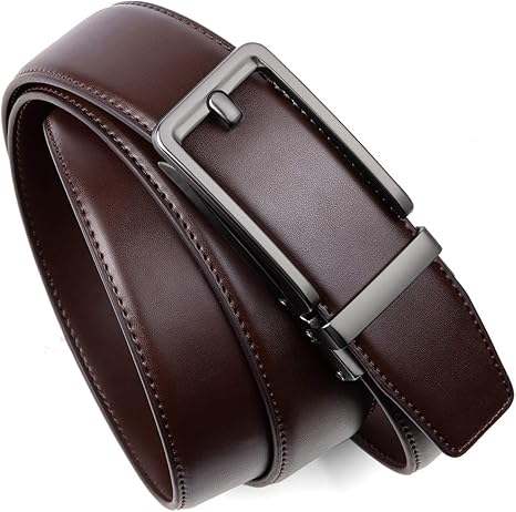 Founders & C Ratchet Click Belt 2 Pack,Leather Slide Dress Comfort Belt Adjustable with Buckle Gift Set
