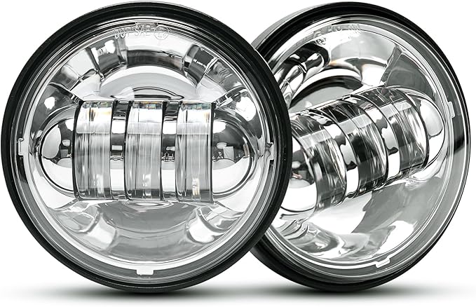 LX-LIGHT Dot approved 2 PCS Chrome 4.5 Inch LED Passing Light LED Fog Lamps for Motorcycles Auxiliary Light Bulb Motorcycle Projector Driving Lamp