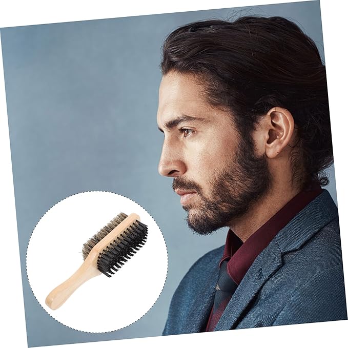 NOLITOY Salon Quality Beard Brush Men's Beard Cleaning Boar Bristle Facial Care Tool