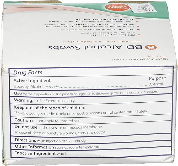 BD Alcohol Prep Swabs - 100 Swabs