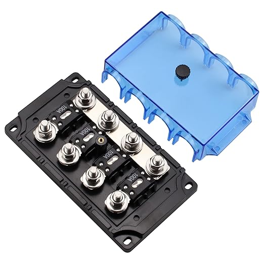 4 Way MEGAAMG Fuse Holder 100A, Bolt Down Fuse M8 516" (4 Pack 100A Fuse 4 Way Fuse Holder)