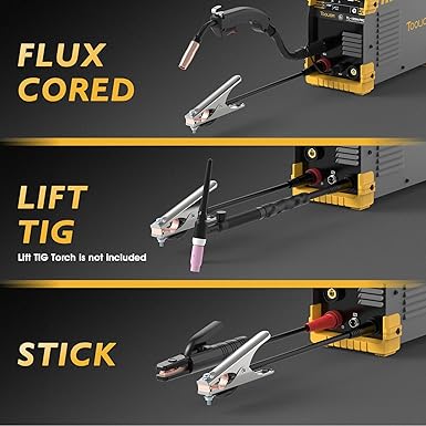 TOOLIOM 135A MIG Welder Flux Core 110V MIG Welder Gasless Flux MIG/Lift TIG/Stick 3 in 1 Welding Machine IGBT DC Inverter with LCD Display
