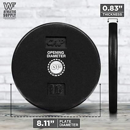 CAPHAUS Black Standard Solid Cast Iron Weight Plates 1-inch Center Hole for Standard Barbell Dumbbell Handles Size available in 1.252.557.51012.525 50 LB Multiple Options