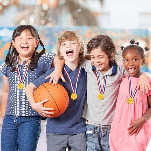 40 Pieces Plastic Gold Winner Award Medals Bulk for Sports, Games Competitions, Party Favors and Decorations