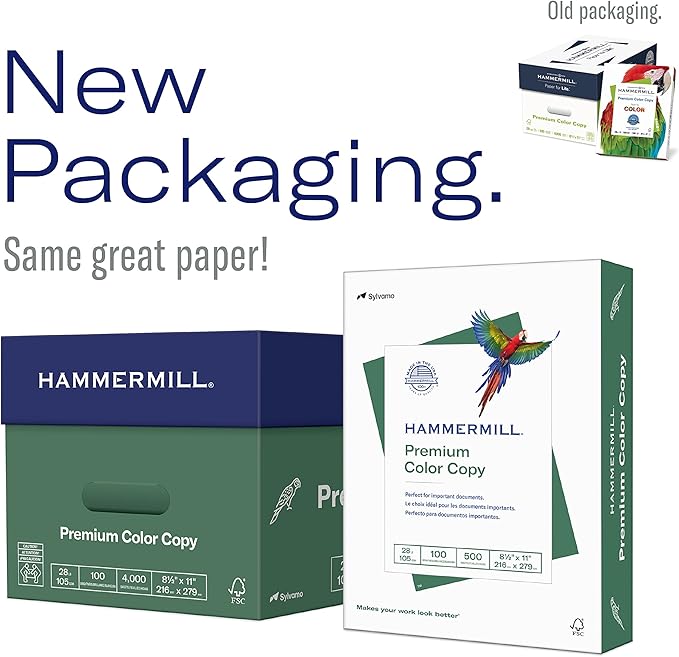 Hammermill Printer Paper, Premium Color 28 lb Copy Paper, 8.5 x 11 - 1 Pack (300 Sheets) - 100 Bright, Made in the USA, 102700R