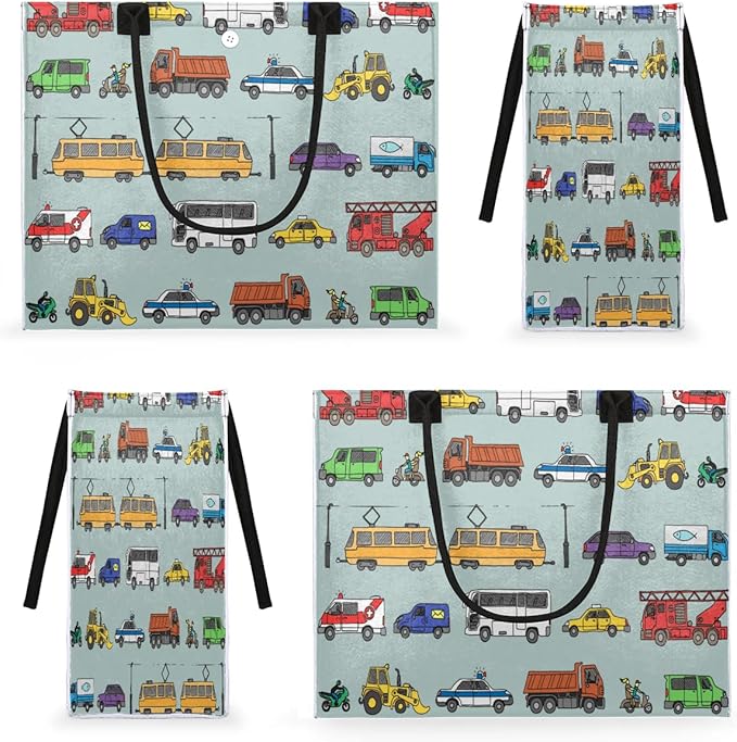 Tote Bag for Women Transportation Car Pattern Large Beach Bag Reusable Grocery Bags Tote Bag for Work Shopping Travel Beach