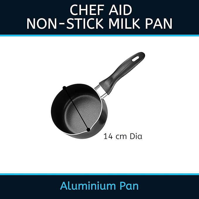 10E11060 Non Stick Milk Pan, 30.3 x 14 x 6.4 cm, Black
