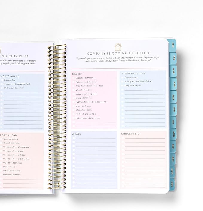 Home Planner 2024 (Floral) | Work from Home Planner w/Stickers | Daily Checklist | Monthly Budget Worksheet | Monthly Calendar Layout | Vacation Checklist | Coil Binding | Poly Laminated Cover…
