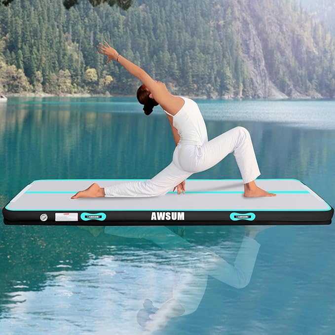 AWSUM Inflatable Air Gymnastics Mat 10ft13ft16ft20ft23ft Training mat 48 inches Thick tumbling mat with Electric Pump for HomeGymOutdoor