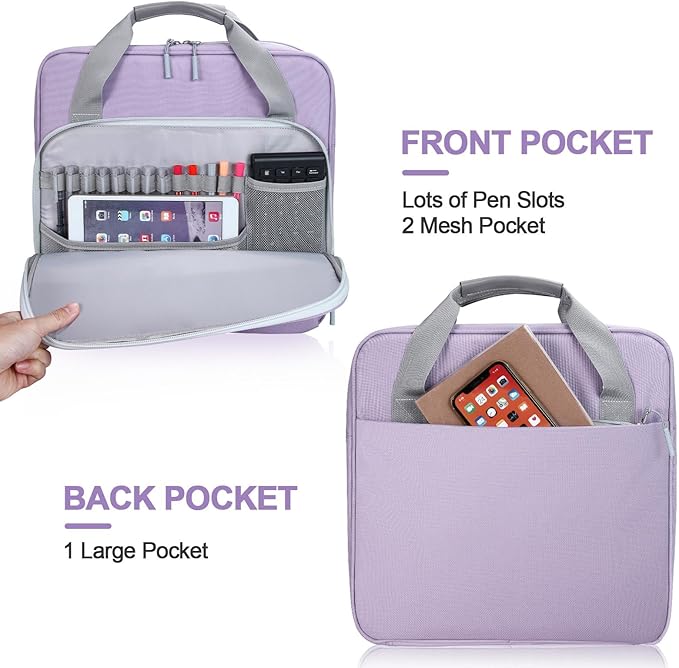4 Inch 3 Ring Zipper Binder D-Ring, Binder with Strap 800 Sheet Capacity Multi-Pockets School and Office Binder Organizer, Compatible with 13-Inch MacBook(Patent Design Purple)