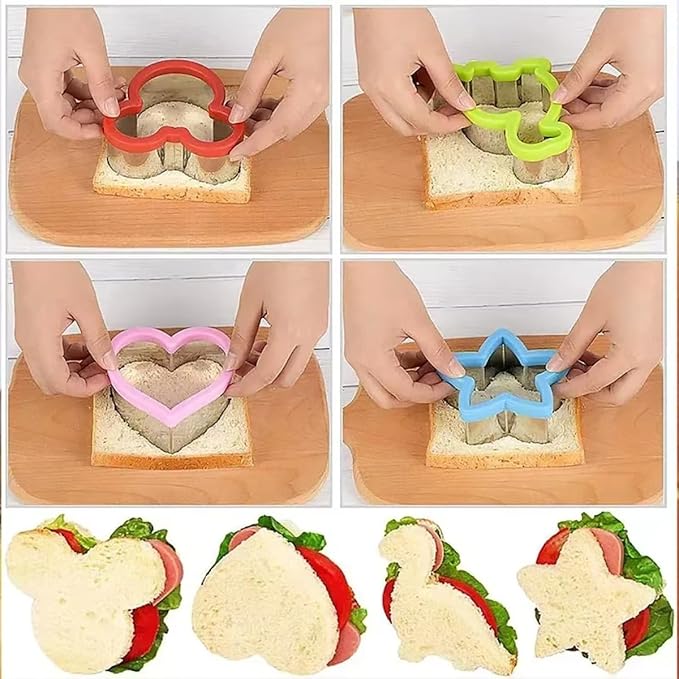 Animal Dinosaur Star Heart Shape Stainless Steel Bread Mould Metal Cookie Cutters Baking Sandwich Cutter Set for Kids