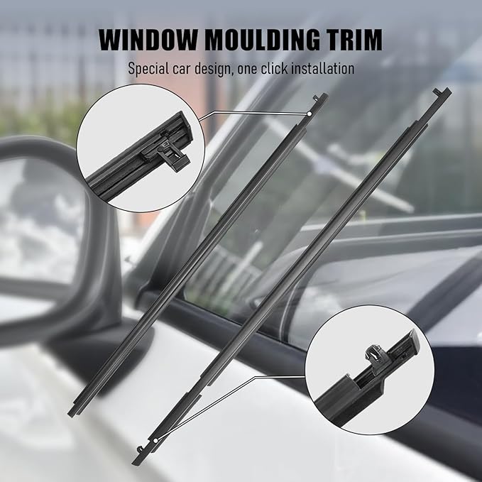 Window Molding Trim Seal for 2009-2012 Toyota Rav4,Black Outer Door Weather Strip Window Seal Belt,Replace#75710-0R020 75720-0R020 75730-0R020 75740-0R020