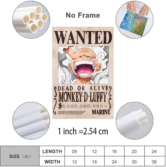 Generic Anime Luffy Wanted Poster Canvas Painting Wall Art Poster 12x18inch(30x45cm) Unframe-style