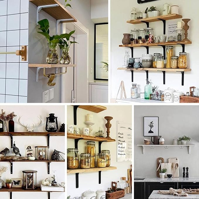 Sturdy Wall Mount Shelf Support Bracket for Home Decor, White 2Inch, Multi