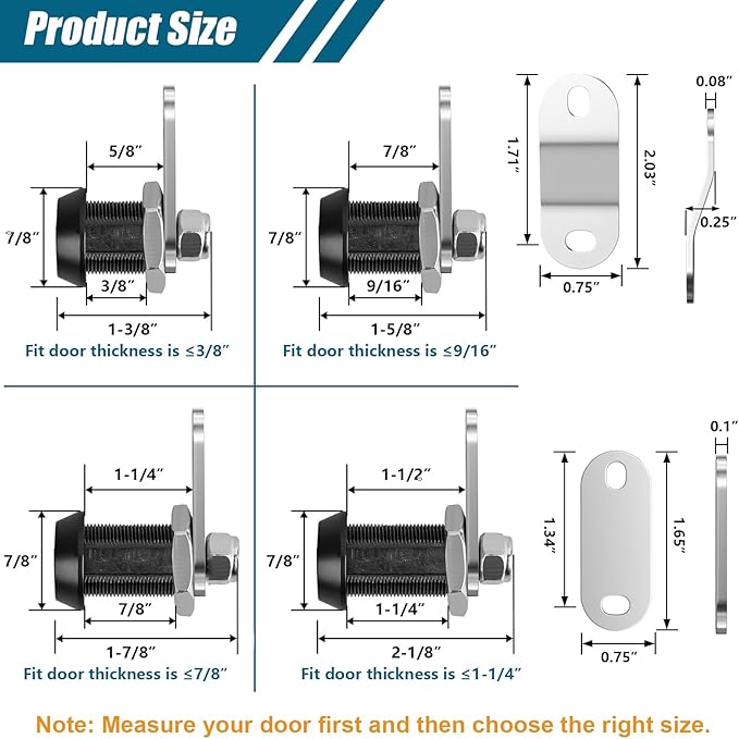 Cabinet Cam Locks, RV Storage Locks with Keyed Alike (1-1/4"), Suitable for Drawers and Cabinets to Protect Important Items, Zinc Alloy Materials