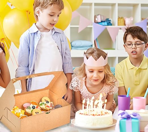 UnicoPak 20 Pack 10 x 6.8 x 4 Inch Tall Brown Cupcake Boxes with Handle Tray, Cupcake Boxes 6 Count, Large Cupcake Boxes Muffin Boxes for Standard or High Creams Cupcakes Jumbo Cupcakes