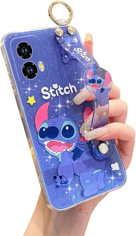 for Motorola Moto G Stylus 5g 2024 Case 6.7" Wrist Strap Cute Cartoon Phone Case for Women Girls Aesthetic Design TPU Shockproof Protective Case (Stit 1)