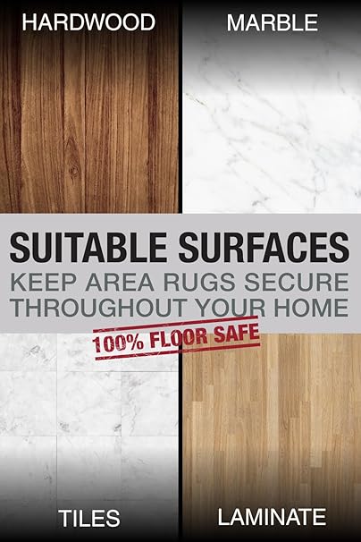 Four Rug Corner Grippers, Anti Slip Grips for Hardwood Floors, Laminate Flooring and Carpet - Hold Down Rugs and Runners to Protect Yourself and Family