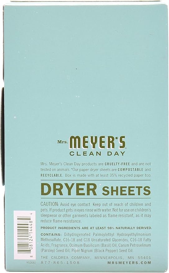 Mrs. Meyer's Clean Day Dryer Sheets - Basil - 80 ct - 2 pk