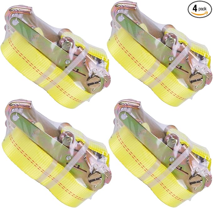 4 Pack Ratchet Strap Heavy Duty -2" x 27' Ratchet Tie Down Straps,Cargo Straps for Moving Appliances, Lawn Equipment, Motorcycle in a Truck