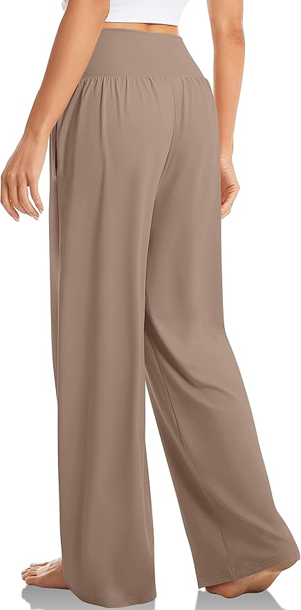 TARSE Women's Wide Leg Casual Loose Pants Yoga Sweatpants Comfy Crossover High Waisted Lounge Pajama Flowy Pants with Pockets