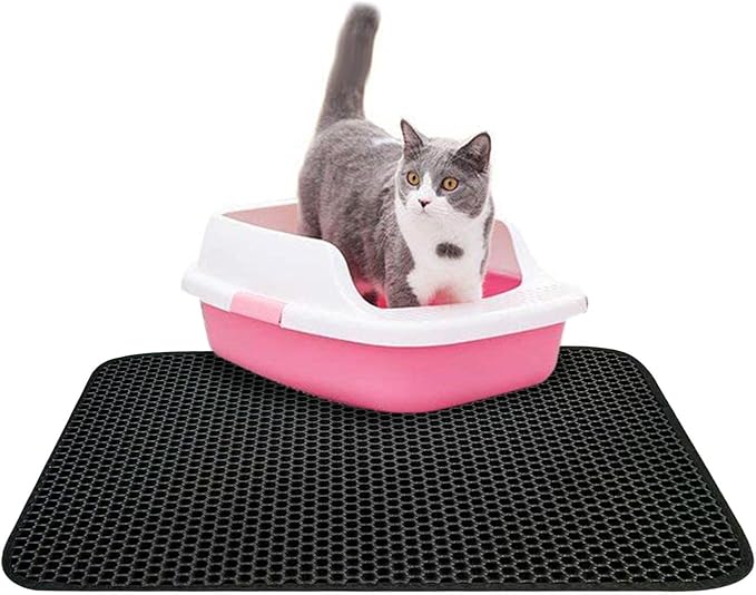 Cat pad, Waterproof Cat Mat, Double-Layer Sand Leakage cat Box, Non-Slip cat pad, Cat Mat, Double Layer Traps Mat for Pets